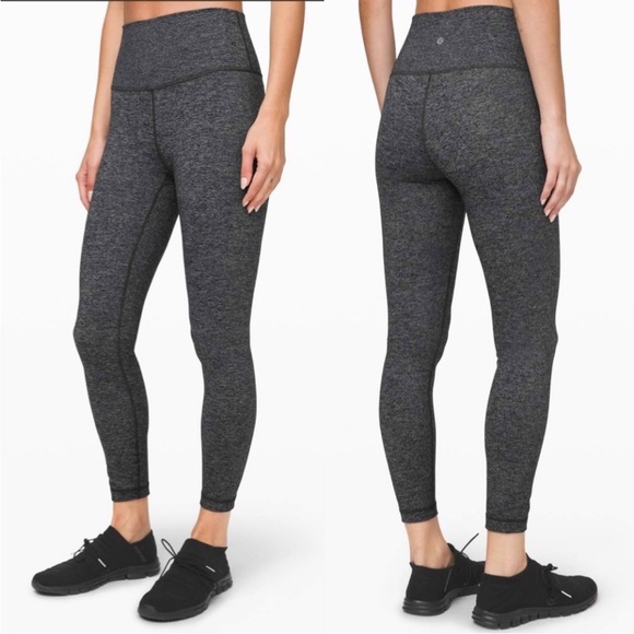Lululemon Leggings Wunder Under 12 High-Rise Tight 25" Heathered Black Grey Yoga - Picture 1 of 14